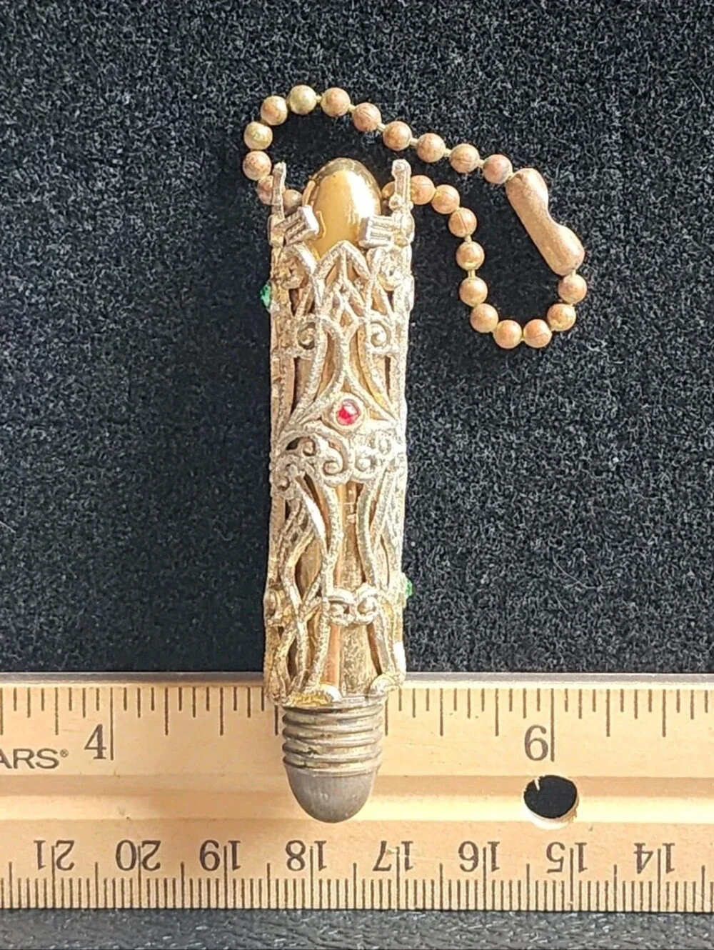 Vintage Bullet Style Keychain Pill Stash Container Used Missing Stones